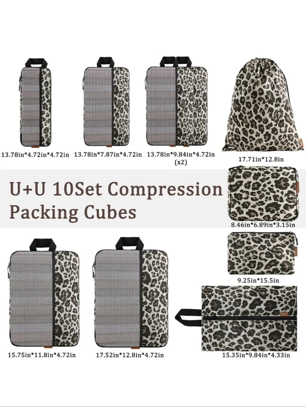 Leopard Print Travel Packing Cube Set - Beige